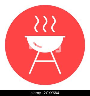 Grill BBQ cookout vector white glyph icon. Graph symbol for cooking web site and apps design, logo, app, UI Stock Photo