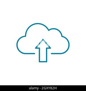 Cloud upload line icon. Cloud with up arrow sign. Online backup data idea. Cloud storage. Infrastructure as a service IaaS. Server hosting services. Stock Vector