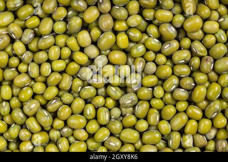 food background - raw green mung beans Stock Photo