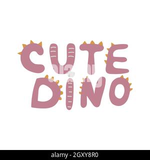 cute dino hand drawn lettering doodle style Stock Vector