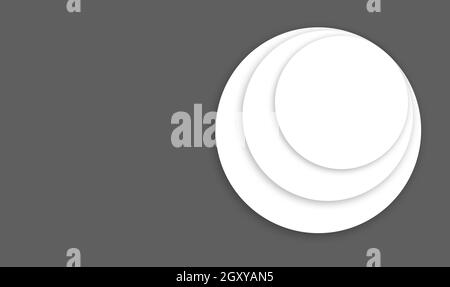 three circles overlapping on each other in a gray background with soft shadow, layered image ready to print for cards, invitation, design print Stock Photo