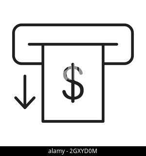 cash withdrawal icon vector business and finance concept for graphic design, logo, website, social media, mobile app, UI illustration Stock Vector