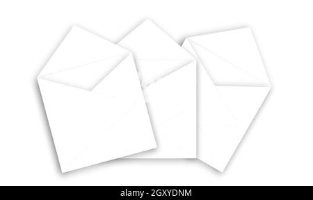 Three Clear Envelopes Isolated On White Background Stock Photo
