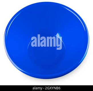 The close up blue bowl isolated on white background Stock Photo