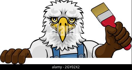 Eagle Painter Decorator Holding Paintbrush Stock Vector
