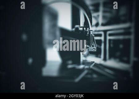 Electronic Three Dimensional Plastic Printer, 3D printer, 3D printing Industrial Background. Stock Photo