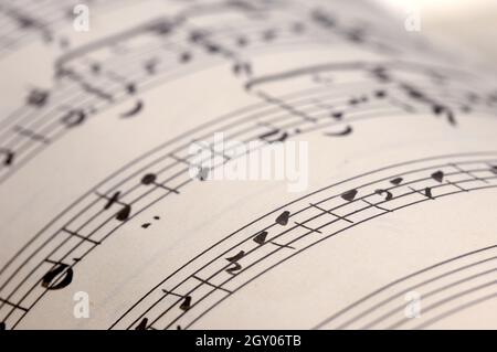 old sheet of music with handwritten notes Stock Photo