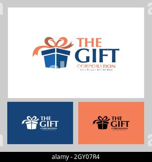Set of modern box gift logo design Stock Vector