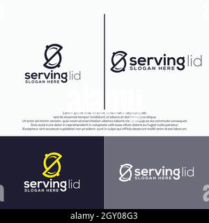 Serving lid icon vector logo design Stock Vector