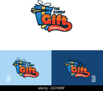 Set of modern box gift logo design Stock Vector