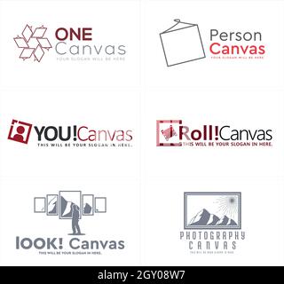 Set of gallery exhibition canvas logo design Stock Vector