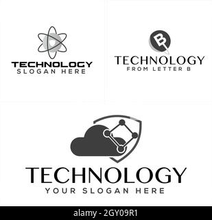 Set of cyber security molecule tech science logo design Stock Vector