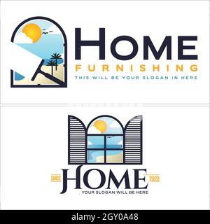 Home furnishing beach logo design Stock Vector