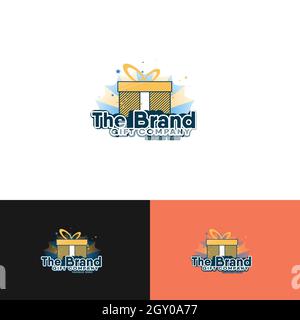 Set of gift box surprise symbol icon logo design Stock Vector