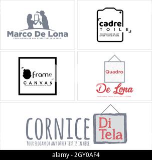 Set of frame canvas studio logo design Stock Vector