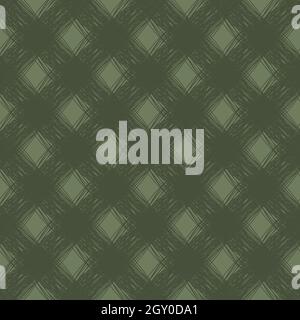 Diagonal scrim linen weave texture vector pattern. Seamless monochrome sage green woven yarn effect backdrop with scribbled strands of overlapping Stock Vector