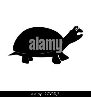 Tortoise silhouette with open mouth. Isolated vector on a white background. Stock Photo