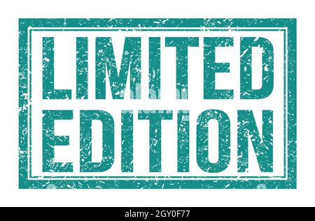 LIMITED EDITION, words written on blue rectangle stamp sign Stock Photo