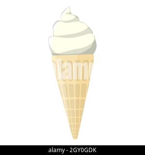 Creamy ice cream in a waffle cone in carton style isolated on white. Vector EPS10. Stock Vector
