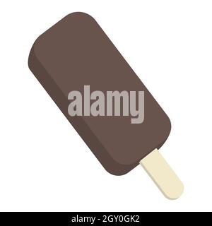 Chocolate ice cream on a stick in carton style isolated on white. Vector EPS10. Stock Vector