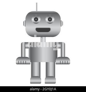 Simple robot with gray gradient isolated on white. Droid icon. Vector illustration. Stock Vector