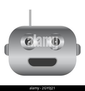 Simple robot head with gray gradient isolated on white. Droid icon. Vector illustration. Stock Vector
