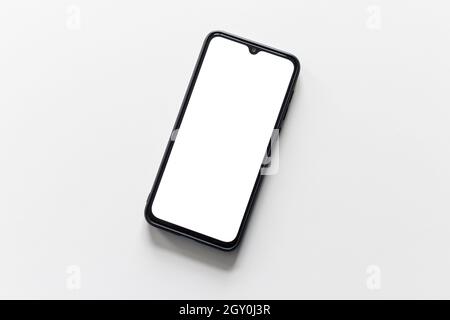 Empty white screen smartphone for mockup. Mobile phone mockup Stock Photo