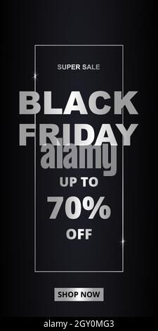 Black friday, dark silver luxury banner template. Black friday dark gray and silver luxury background. Stock Vector