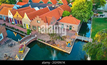 Aerial of canals in dutch village tourist attraction Stock Photo