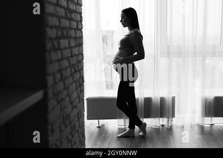 Pregnant naked large woman silhouette Stock Photo - Alamy
