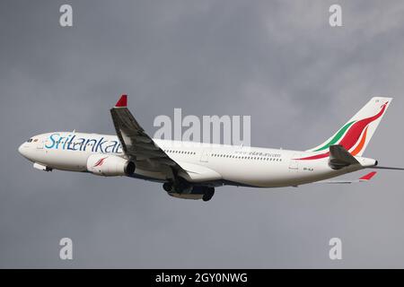 SriLankan Airlines Airbus A330 4R ALR taking off from London Heathrow Airport, UK Stock Photo