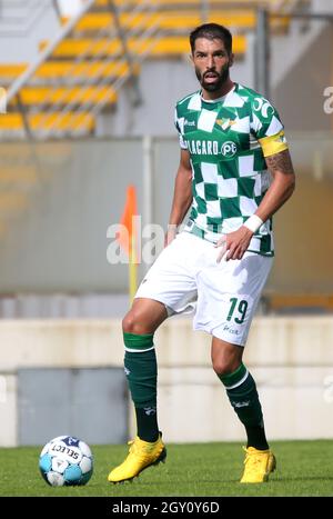 MOREIRA DE CONEGOS, PORTUGAL - SEPTEMBER 25: Pedro Moreira of FC Arouca  looks on ,during the Liga Portugal Bwin match between Moreirense FC and FC  Arouca at Estadio Comendador Joaquim de Almeida