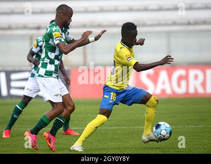 MOREIRA DE CONEGOS, PORTUGAL - SEPTEMBER 25: Pedro Moreira of FC Arouca  looks on ,during the Liga Portugal Bwin match between Moreirense FC and FC  Arouca at Estadio Comendador Joaquim de Almeida