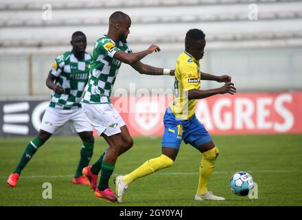 MOREIRA DE CONEGOS, PORTUGAL - SEPTEMBER 25: Pedro Moreira of FC Arouca  looks on ,during the Liga Portugal Bwin match between Moreirense FC and FC  Arouca at Estadio Comendador Joaquim de Almeida