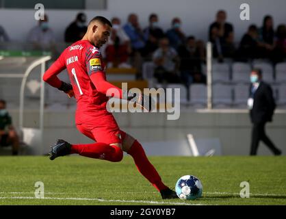 MOREIRA DE CONEGOS, PORTUGAL - SEPTEMBER 25: Pedro Moreira of FC Arouca  looks on ,during the Liga Portugal Bwin match between Moreirense FC and FC  Arouca at Estadio Comendador Joaquim de Almeida