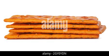 Dried bread crisps isolated on white background Stock Photo