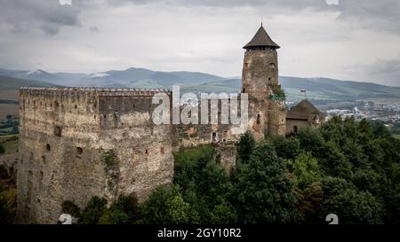 Aerial view of the castle in Stara Lubovna, Slovakia Stock Photo