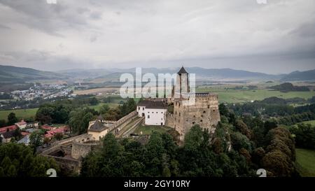 Aerial view of the castle in Stara Lubovna, Slovakia Stock Photo