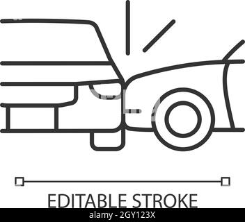 car side crash icon linear logo mark set collection in black and white ...
