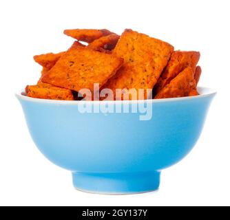 Dried bread crisps isolated on white background Stock Photo