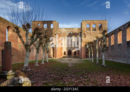 Ruins of Limburg Abbey, Bad Duerkheim, Rhineland-Palatinate, Germany Stock Photo