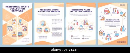 Residential waste collection services brochure template Stock Vector