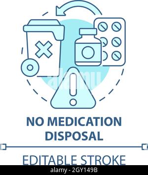 No medication disposal blue concept icon Stock Vector