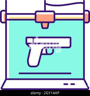 Gun icon isolated. Machine gun. Firearms. Submachine gun black sign ...
