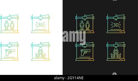 Produce 3d models gradient icons set for dark and light mode Stock Vector