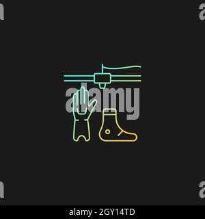 3d printed prosthetics gradient vector icon for dark theme Stock Vector