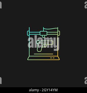 3d firearms printing gradient vector icon for dark theme Stock Vector