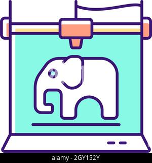 3d printed toys RGB color icon Stock Vector