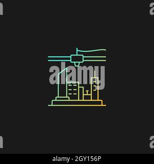 3d printed city plan gradient vector icon for dark theme Stock Vector