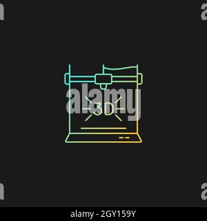 3d printer gradient vector icon for dark theme Stock Vector